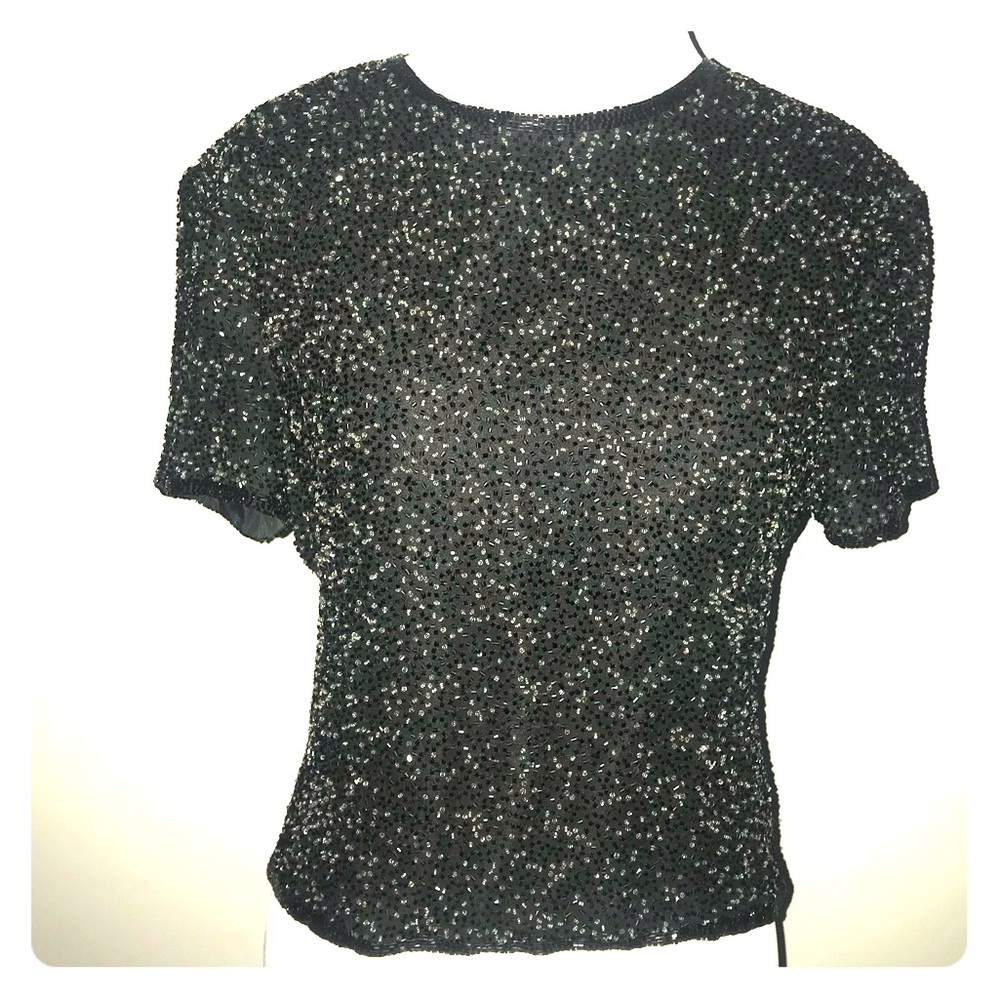 Vintage Adrianna Papell beaded silk top.
